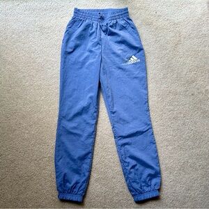 EUC Adidas Blue joggers windbreaker pants XS 26” inseam